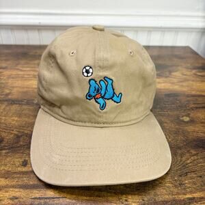 Grateful Dead Blue Dancing Bear Soccer Futbol Baseball Cap Hat Tan Snapback